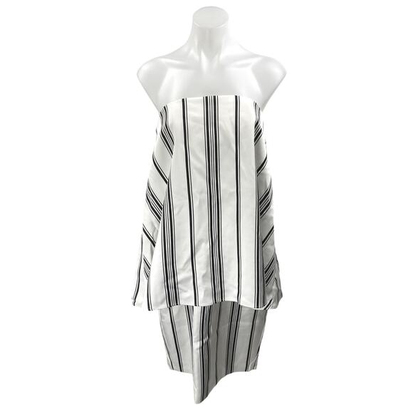 cameo Dresses & Skirts - NEW Cameo White Black Striped Strapless Sleeveless Bandeau Tube Mini Dress Sz M